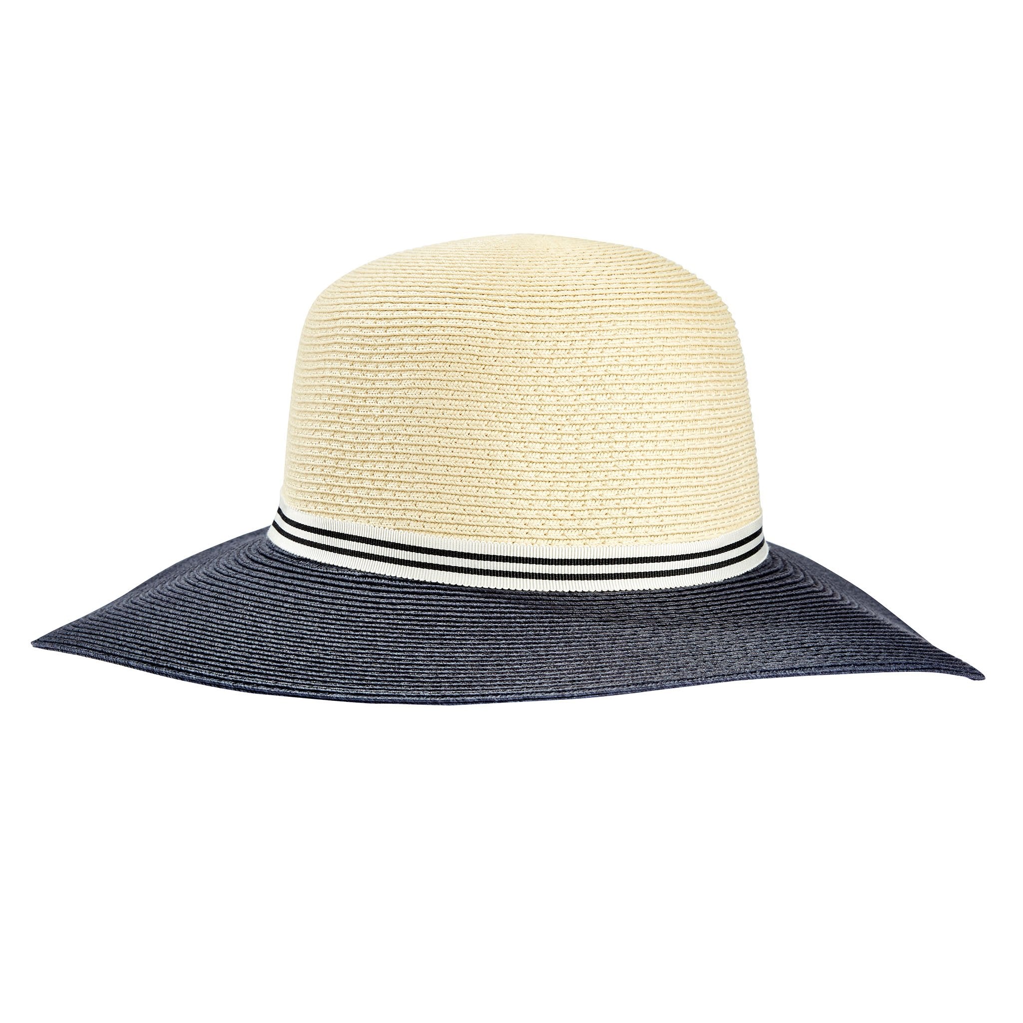 Tilley TOY1 Audrey Straw Sun Hat in Cream/Navy#colour_cream-navy